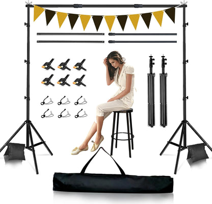 Backdrop Stand, 8.5x10ft Photo Studio Backdrop Support System,Adjustable Backdrops Stand for Parties, Photography, Photo Booth, Projector Screen, Movie Screen, Portraits, Streaming