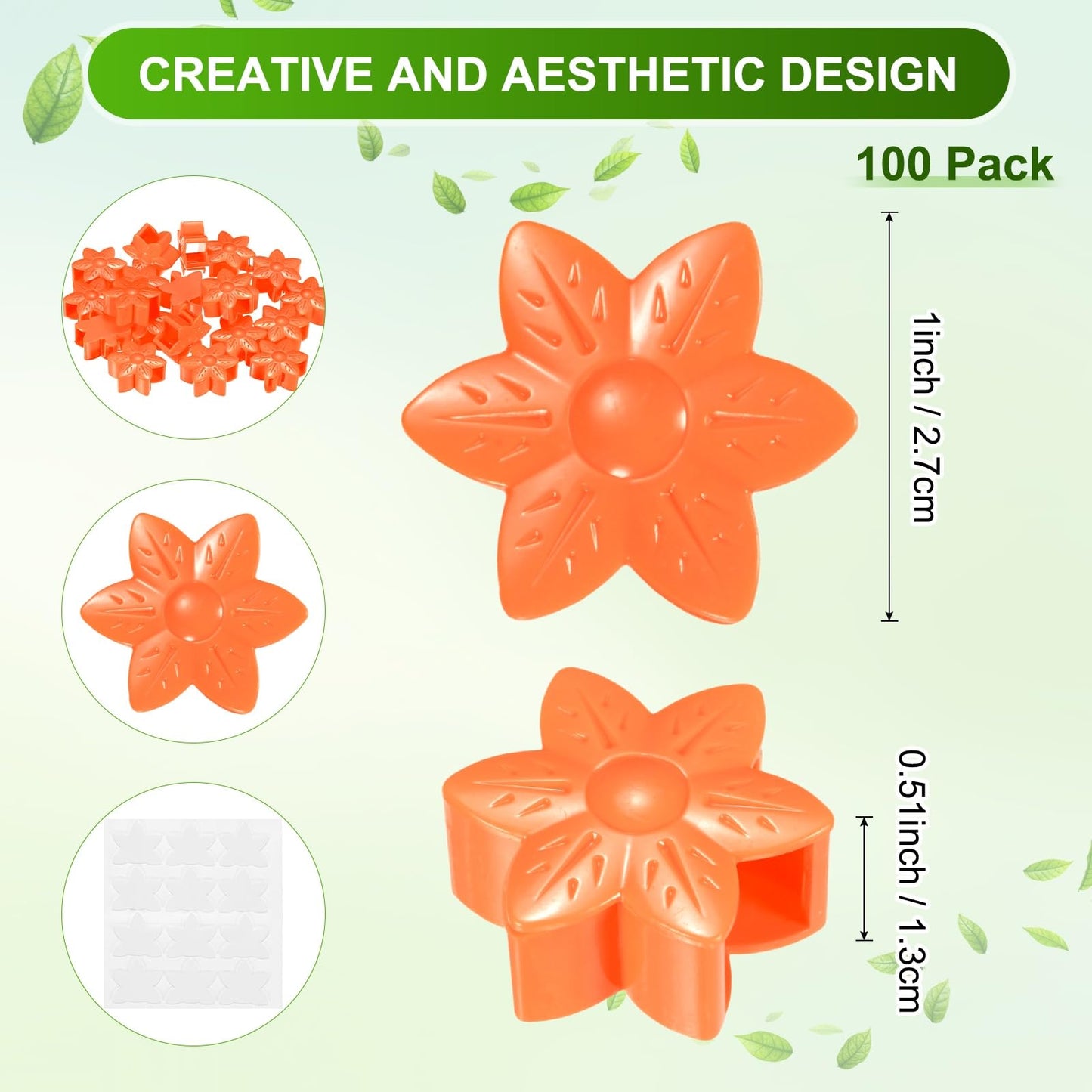 M METERXITY 20 Pack Plant Wall Clips, Self-Adhesive Plant Climbing Wall Clips Fixer with Acrylic Adhesive Sticker for Vine Support/Indoor/Outdoor Decor [Plum Blossom-Orange]