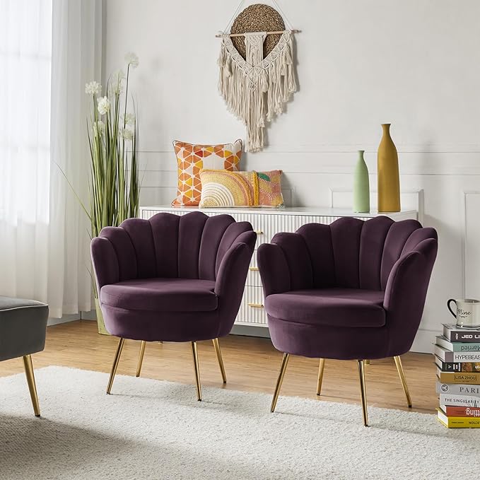 HULALA HOME Modern Velvet Accent Chairs Set of 2