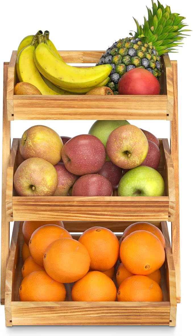 Merysen 3 Tier Wooden Fruit Basket