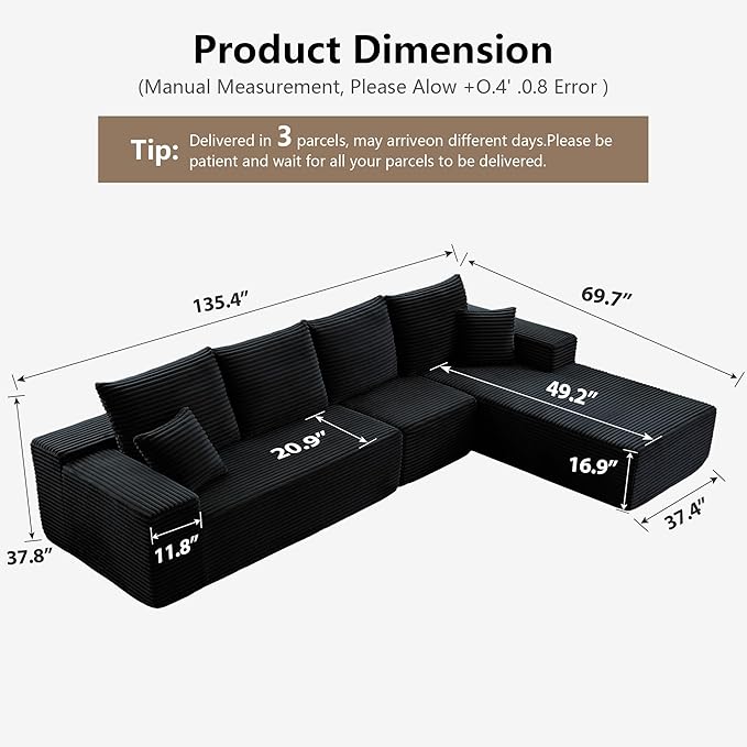 135" Cloud Sectional Couch