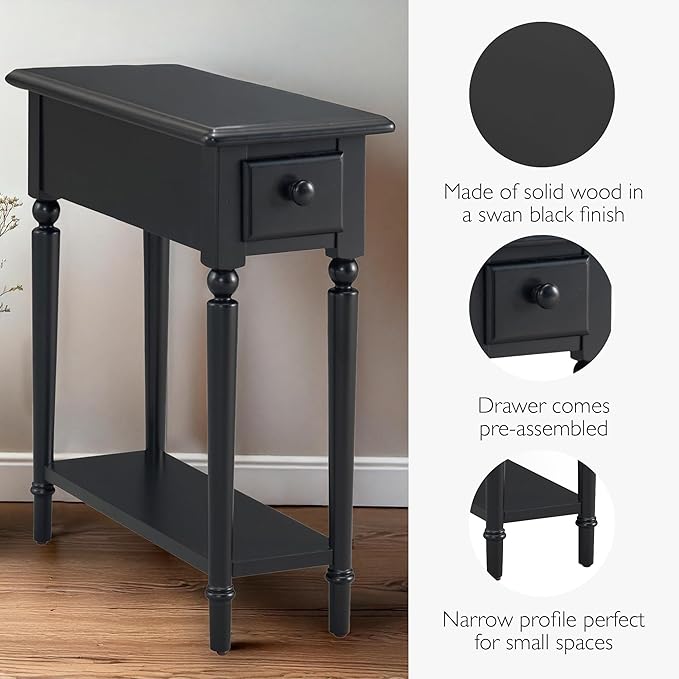 Coastal Solid Wood Narrow End Table
