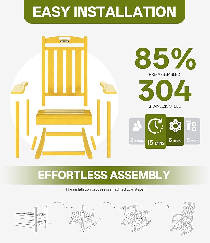 Outdoor Adirondack Rocking Chairs All-Weather HDPE Patio Rocker Chair