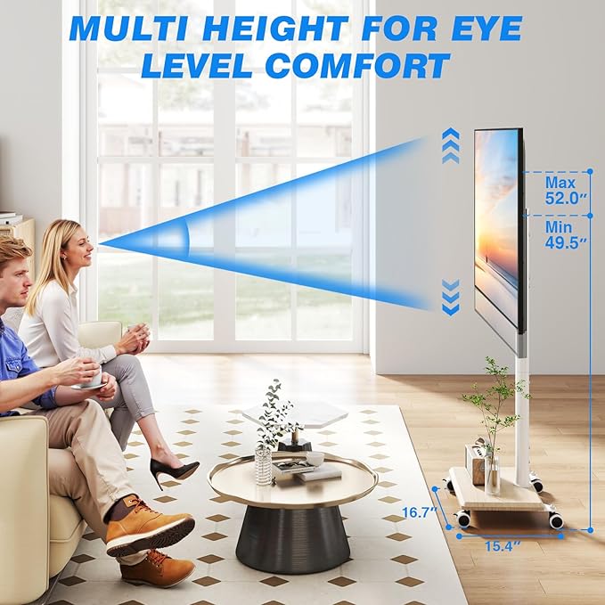 Rfiver Rolling TV Stand for 32 to 55 60 Inch TVs up to 88lbs, Height Adjustable