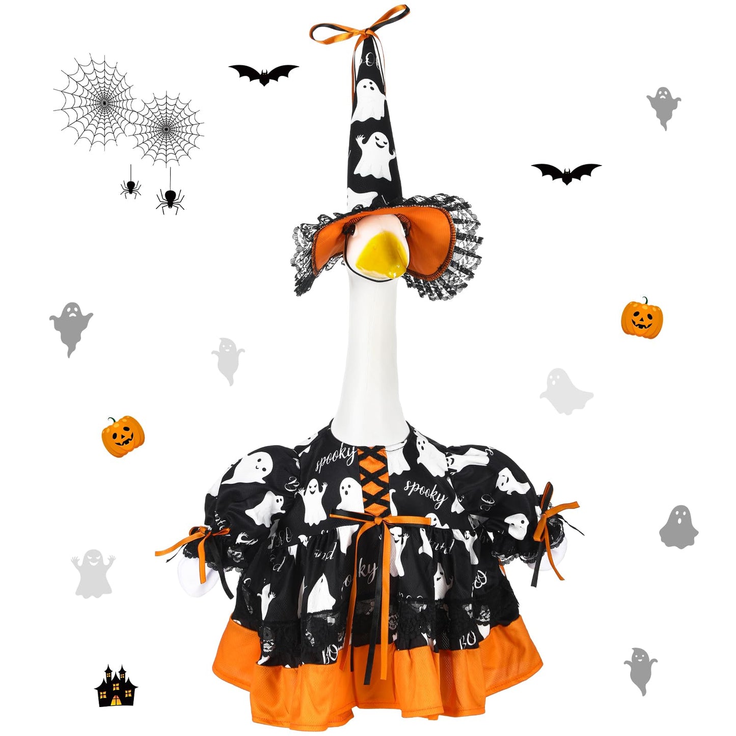 Suzile Halloween Goose Outfit Clothes for 23 Inch High Cement or Plastic Geese Ghost Lawn Porch Goose Clothes Halloween Costume