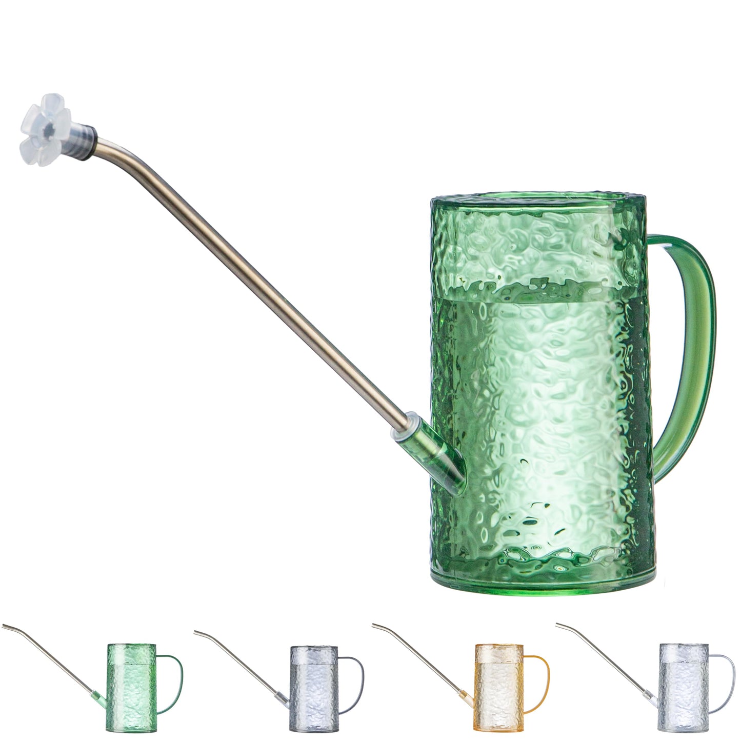 Small Watering Can Indoor Plants with 2 Spray Modes - 34oz Lightweight Plastic, Long Reach Spout & Bonus Shower Head for Indoor/Outdoor Plants