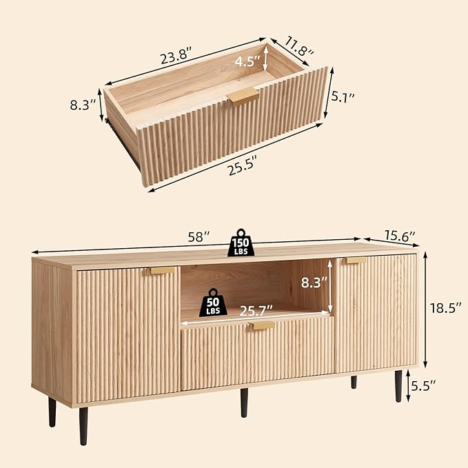Okvnbjk Modern TV Stand for 65 Inch TV, TV Consoles for Living Room, Media