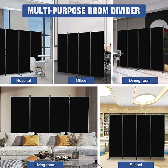 Room Divider 6FT Portable Room Dividers and Folding Privacy Screens, 4 Panel