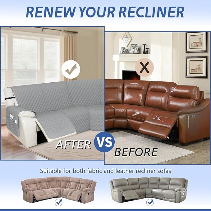 Arfntevss Recliner Sectional Couch Covers 1OO% Waterproof L Shape Sofa Cover