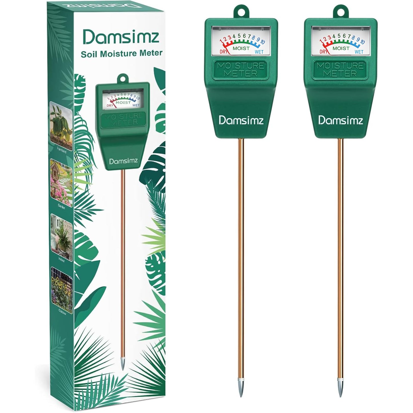 Damsimz 2 Packs Soil Moisture Meter for House Plants, Plant Water Meter, Plant Moisture Meter Soil Tester, Hydrometer for Plants Care, Gardening, Indoor and Outdoor Plants, No Battery Needed