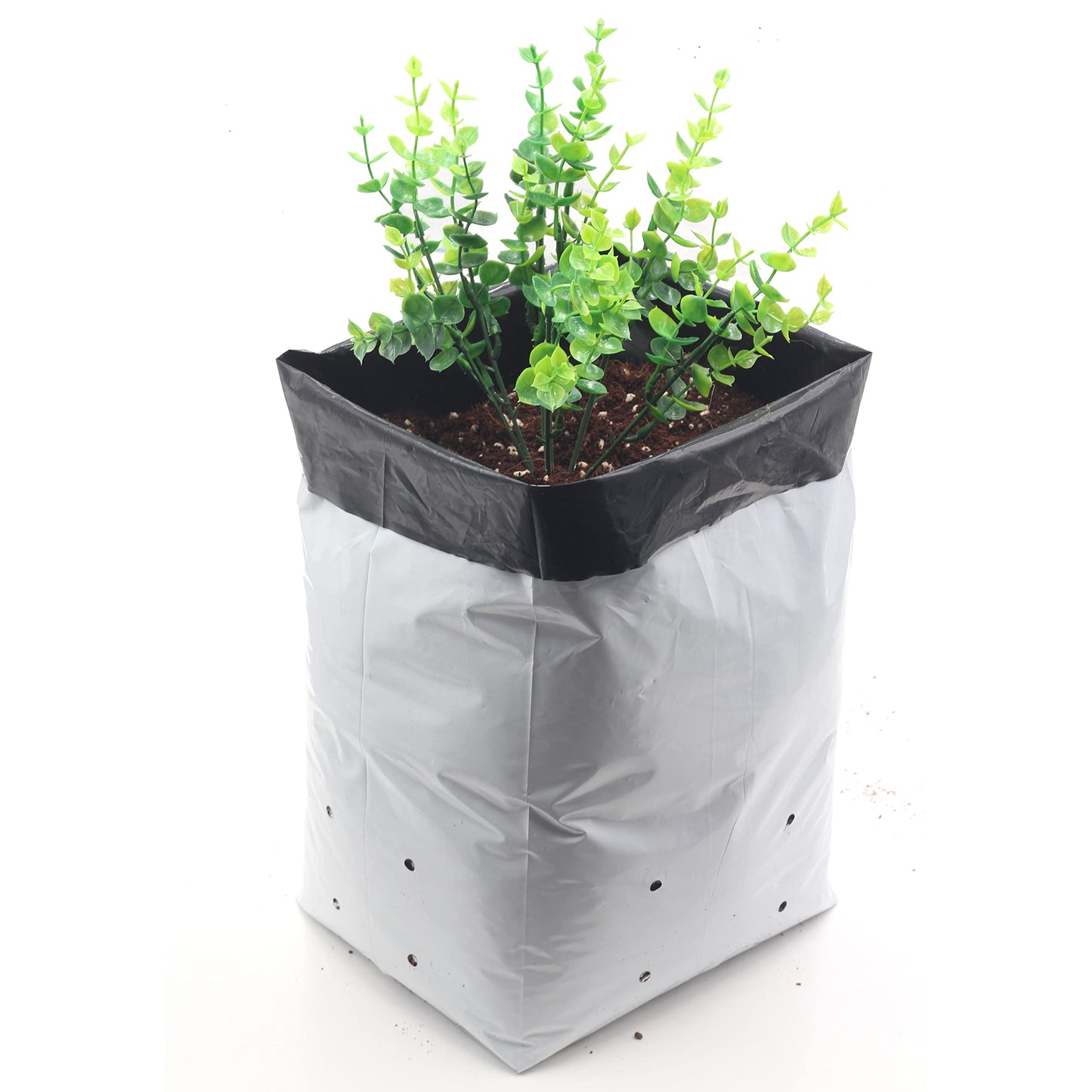 TEXALAN(R Plastic Grow Bags Poly Planters Panda Film Black and White 7 Gallon 25pcs