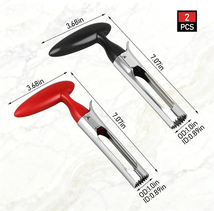 Apple Corer Remover - Apple Corer Tool, 304 Stainless steel, serrated blade, used for Coring apples, Red & Black Set of 2