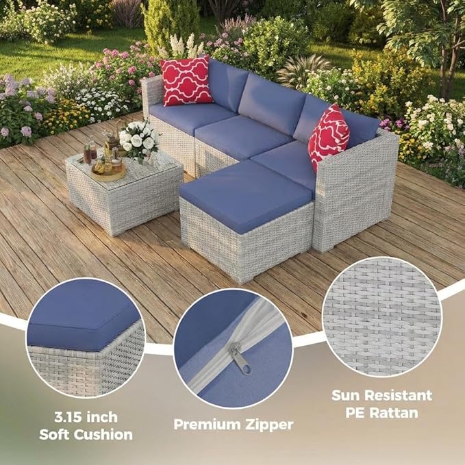 5-Piece Outdoor Sectional Sofa Set, Outdoor Patio Set Sectional Sofa,