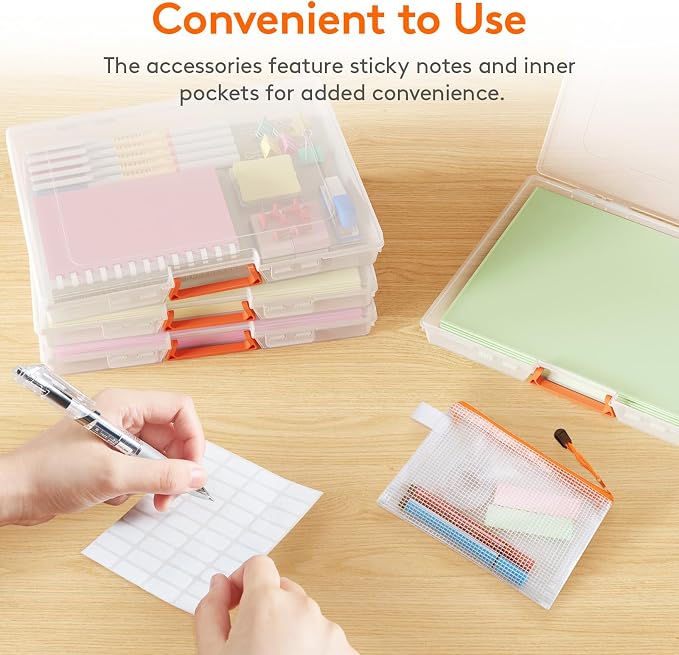 Lifewit 10 Pcs Board Game Storage Boxes, 11.9x8.7'' Paper Container with Secure Latch, Plastic Portable Organizer with Handle & Labels for File,Document,Puzzles, Cards, Art Supplies