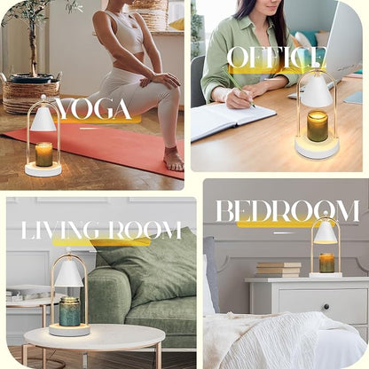 Candle Warmer Lamp With Timer, Electric White Light for Bedroom, Dimmable Wax Melts Warmer for Jars, Beside Lamp Gifts for Women Home Decor (2 Bulbs Included)