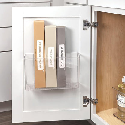 iDesign Adhesive Organizer Bin, Set of 2, Clear | Damage-Free Hanging, For Kitchen, Bathroom, or Office