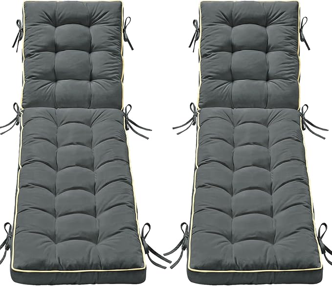 2 Pack 80x26 Inch Folding Chaise Lounge Cushion Quick Dry
