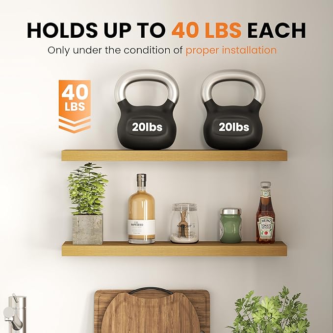 Fun Memories Floating Shelves for Wall, 36 Inch Long Set of 2 Rustic Wood Wall
