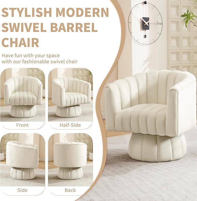 Swivel Accent Barrel Chair Set of 2- Cute Comfy Small Round 360° Arm Chair