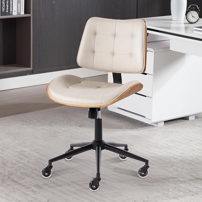 Home Office Desk Chair with Wheels, Adjustable Height Armless Office Chair