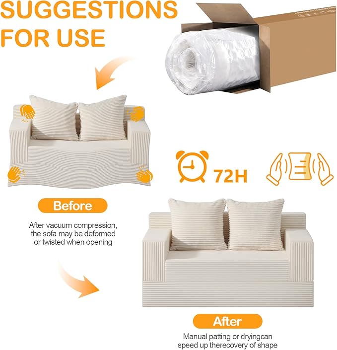 Erament Convertible Sofa Bed, Loveseat Folding Floor Futon Sleeper Sofa Couch