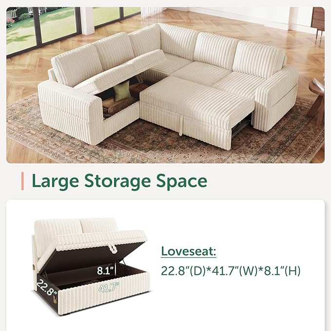 HONBAY Modular Sectional Sleeper Sofa