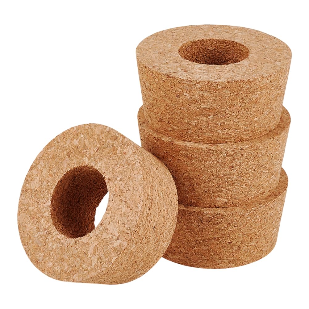 OLYCRAFT 4 Pack Cork Lids for Glass Planters 2.3~2.6 Inch Hydroponic Lids 1.2 Inch Thick Terrarium Cork Covers with 1.2 Inch Hole Natural Cork Stoppers for Hydroponic Plant Propagation Growing Vases