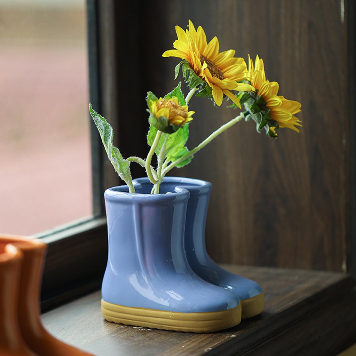 SUZEPER Ceramic Boots Vase, Creative Boots Succulent Planter,Funny Plant Pot for Indoor Outdoor Garden Home Decor(10x13x12cm(4x5x5inch), Pink)