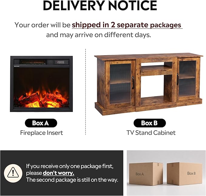 WLIVE Fireplace TV Stand for 65" TV, Entertainment Center