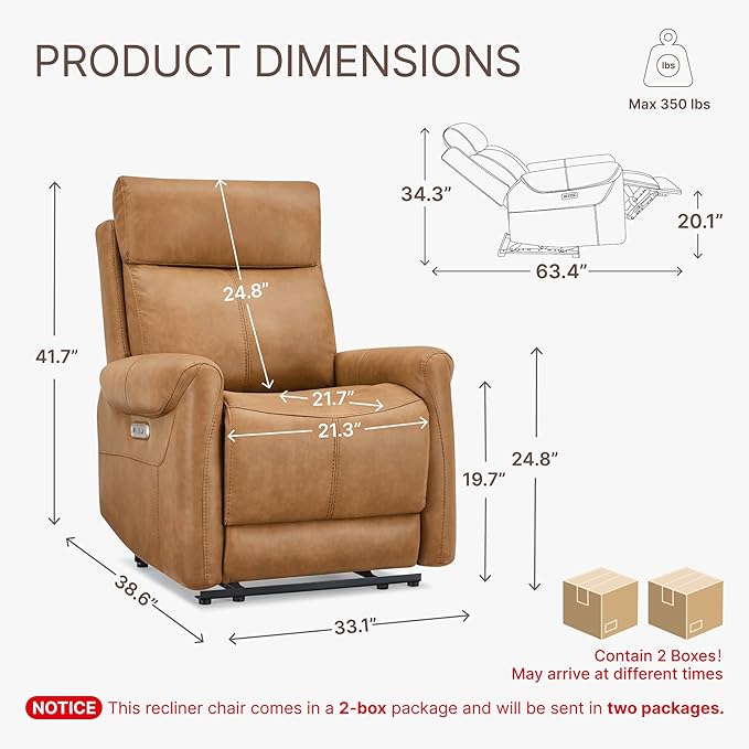 KISLOT Leather Recliner Chair Set of 2, Wall Hugger RV Recliners