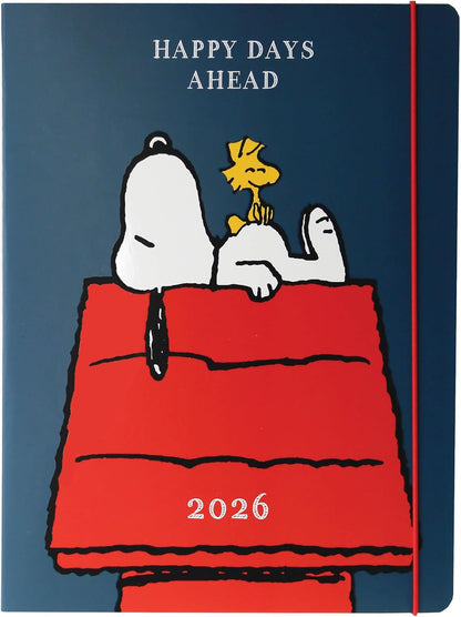 18 Month Planner/Calendar by Graphique, July 2025 – Dec. 2026 Peanuts Happy Days Ahead Monthly Planner, Holidays, Notes Pages, 8” x 10”
