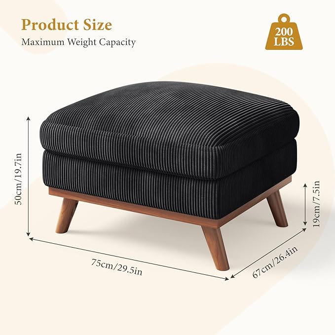 Vesgantti Large Ottoman for Modular Sofa, 29.5" Corduroy Ottoman