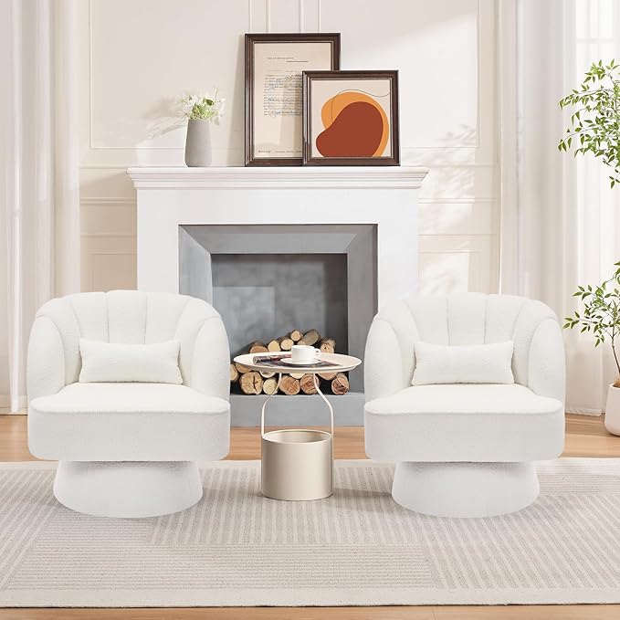 Garvee Ultra-Plush Swivel Accent Chair, 360° Barrel Lounge Chair