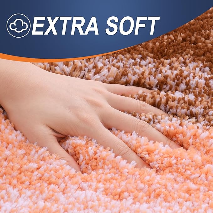 OLANLY Large Bathroom Rugs Mat 45x27, Extra Soft Absorbent Microfiber Bath Rugs, Rubber Backing, Quick Dry, Machine Washable Bath Mat for Bathroom Floor, Tub and Shower, Home Decor Accessories, Orange