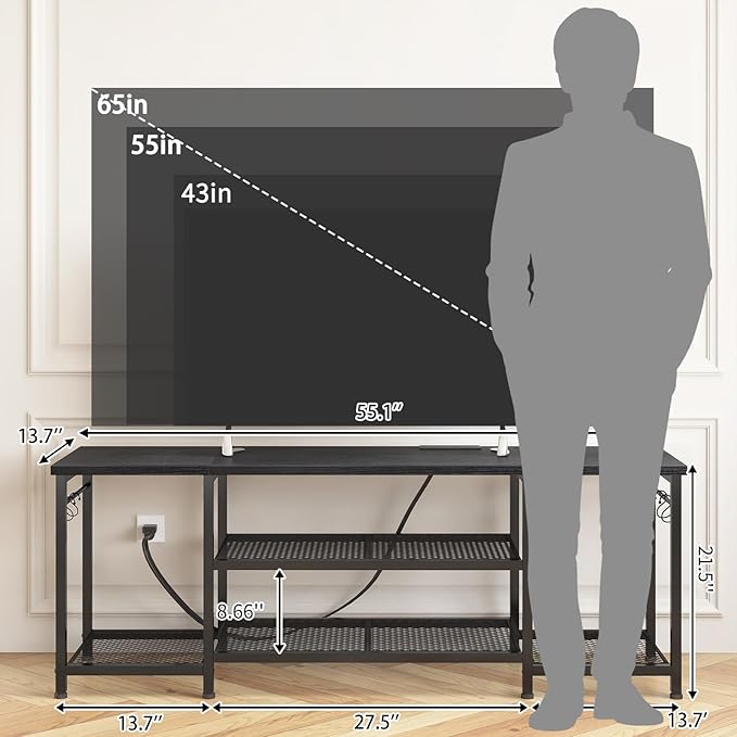 YGEOMER TV Stand for Up to 65 Inch TVs, Entertainment Center