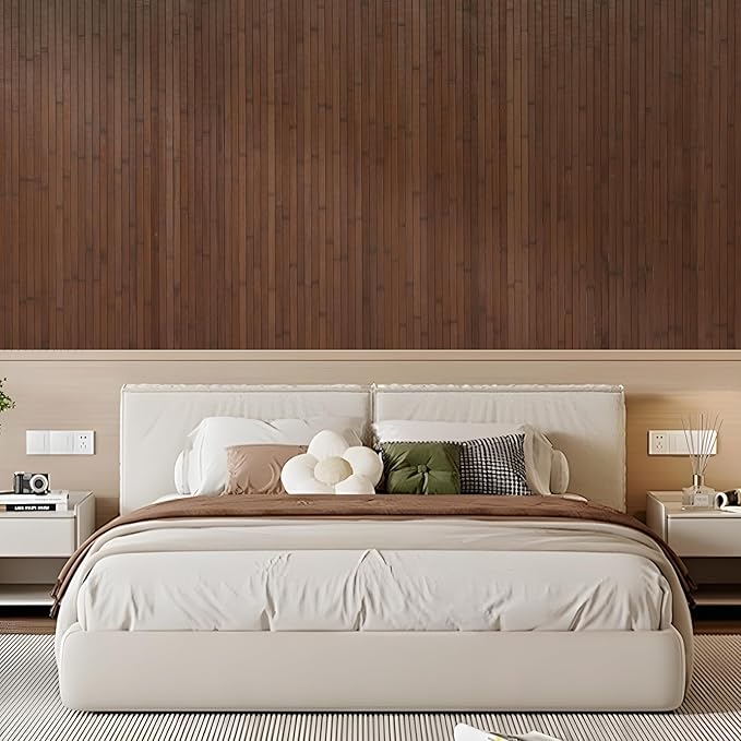 OUZUGIE 2 Pack 96x48 Inch Natural Bamboo Wall Panel – Coffee Pole Wrap Paneling