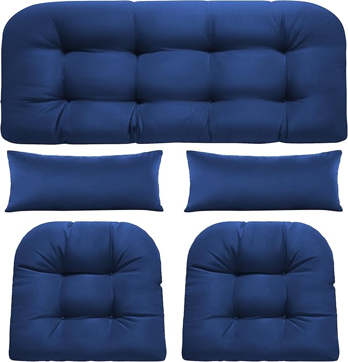 Wicker Chair Cushions of 5 Pieces, Waterproof Outdoor Loveseat Cushion