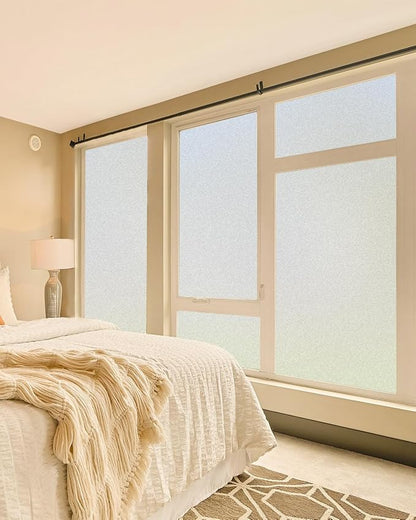 Dwersty Frosted Glass Window Privacy Film Decorative, Bathroom Window Tint for Home Glass Windows Cover, Static Cling, Removable, Reusable, Anti-UV, Anti-Glare, Heat Blocking, 17.5 by 78.74 inch