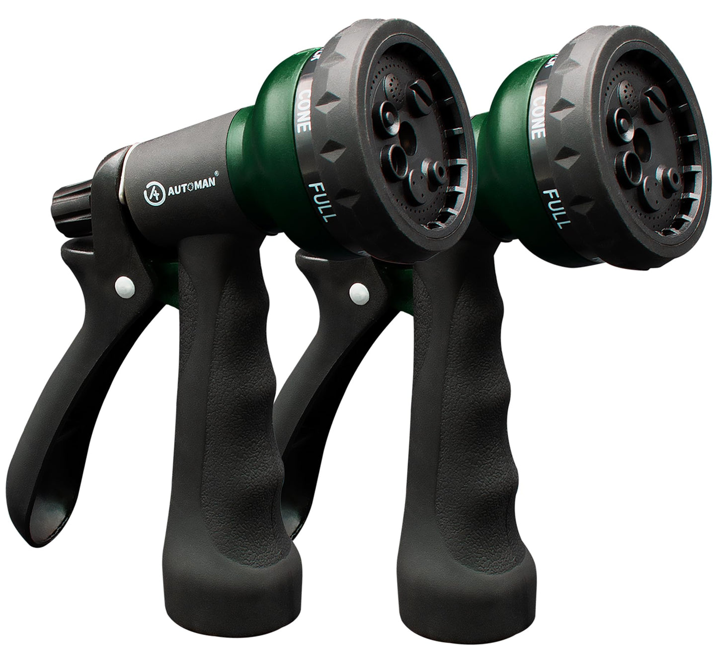 AUTOMAN Garden Hose Nozzle 2PK, ABS Water Spray Nozzle with 7 Adjustable Patterns, Slip Resistant for Watering Plants, Lawn, Garden, Washing Cars, Cleaning, Showering Pets & Outdoor Fun