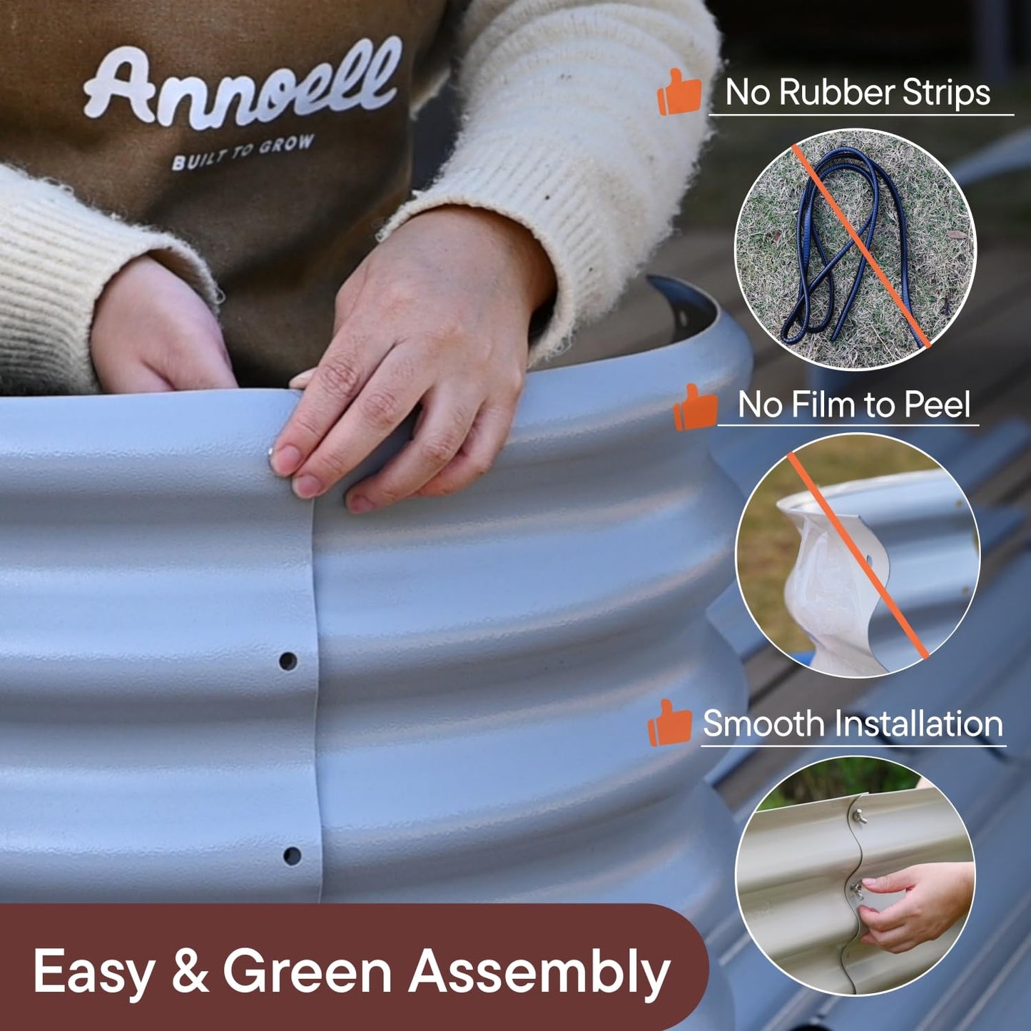 Annoell Galvanized Raised Garden Bed 6x2x1ft - 12" Tall Metal Planter Box for Outdoor Plants, Vegetable, Herb with Durable Steel & Rot Resistant, Small Flower Bed for Balcony and Patio - Sand Beige