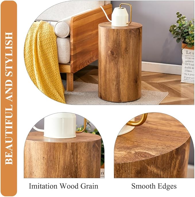 Round Side Table, End Table Living Room Table, Sofa Couch Bedside Table