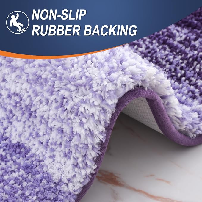 OLANLY Bathroom Runner Rugs Mat 47x24, Extra Soft Absorbent Microfiber Bath Rugs, Rubber Backing, Quick Dry, Washable Long Bath Mats for Bathroom Floor, Tub and Shower, Home Decor Accessories, Violet