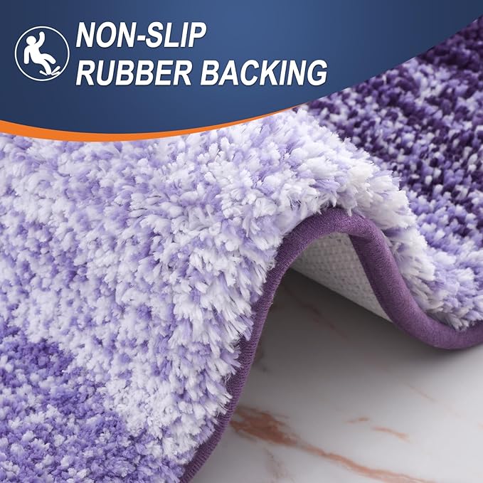 OLANLY Bathroom Runner Rugs Mat 70x24, Extra Soft Absorbent Microfiber Bath Rugs, Rubber Backing, Quick Dry, Washable Long Bath Mats for Bathroom Floor, Tub and Shower, Home Decor Accessories, Violet
