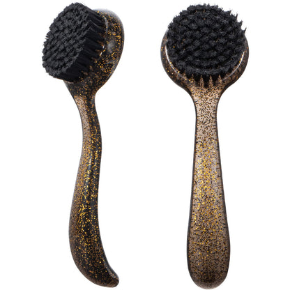 2 Pcs Large Facial Cleansing Brush, Face Brush Cleanser, Upgraded Soft Exfoliating Face Wash Brush Face Scrubber for Skincare, Black Charcoal Bristles Glitter Handle