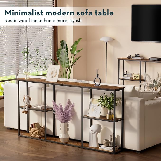 WOHOMO Console Table, 3-Tier Small Entryway Tables, Narrow Sofa Table