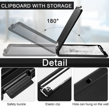 Geyee 8 Pcs Clipboard with Storage Plastic Foldable Nursing Clipboard Storage with Pen Holder 9. 5 x 13. 4 Inch Foldable Clip Board with Low Profile Clip for Student Teacher Nurse Office Supplies