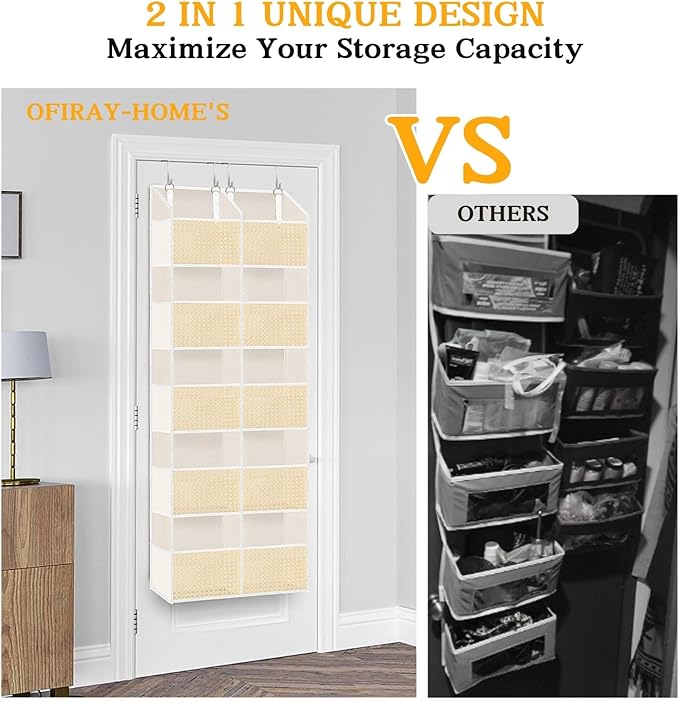 Over The Door Organizer 5 Tiers, Extra Large Behind Door Storage of 10
