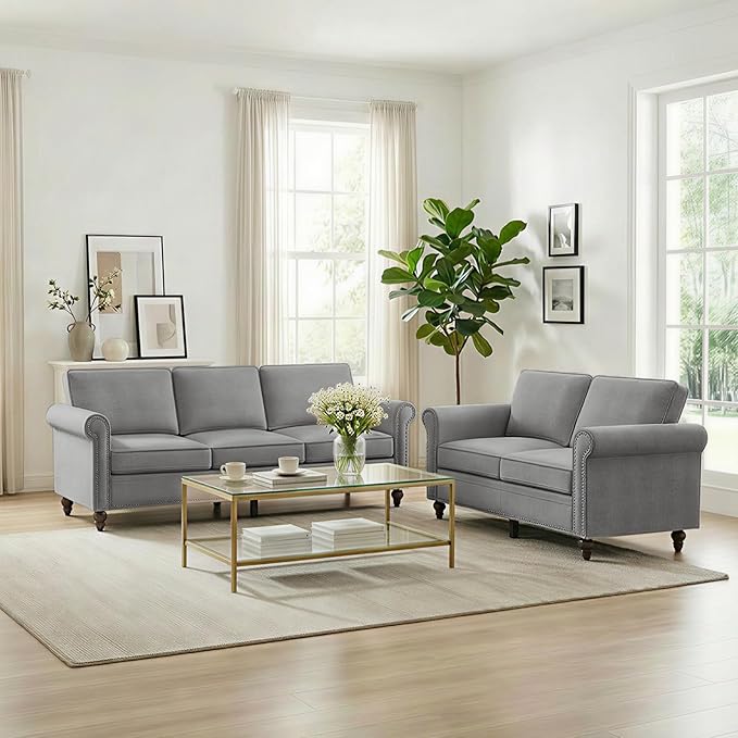 Living Room Sofa Sets 2 Piece, Modern 3 Seater Sofa and Loveseat Couch Sets