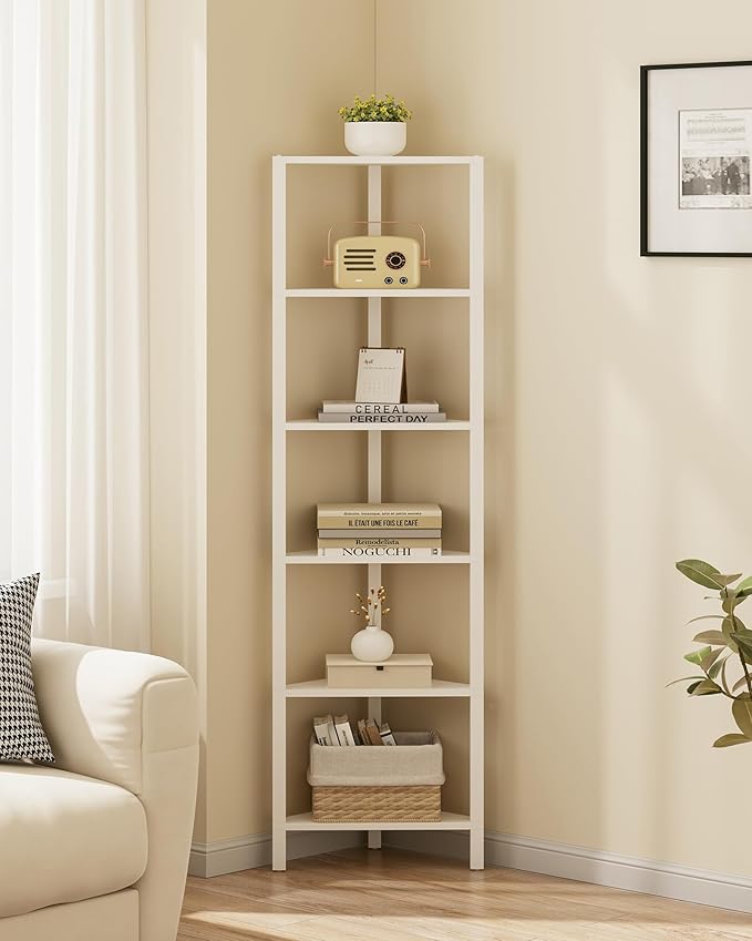 TUTOTAK 6-Tier Corner Bookshelf, Corner Shelf