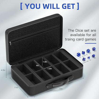 Vitula 1200-2200 Cards Case Fits for MTG, Cards Against Humanity, Yugi-oh, Portable Card Storage Box with a Dice Set Used to Storage Trading Card or Game Card, (L,Black)